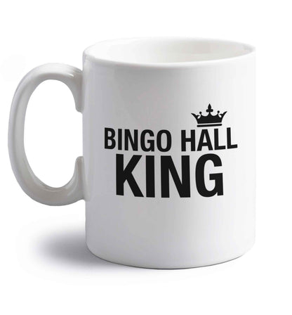 Bingo hall king right handed white ceramic mug 