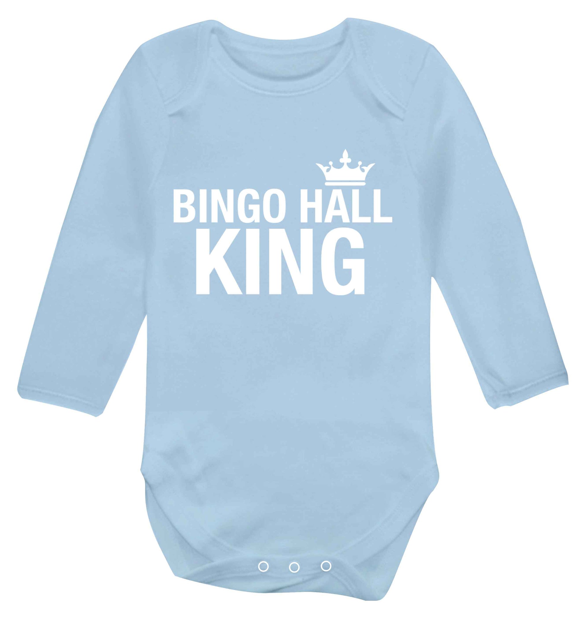 Bingo hall king Baby Vest long sleeved pale blue 6-12 months