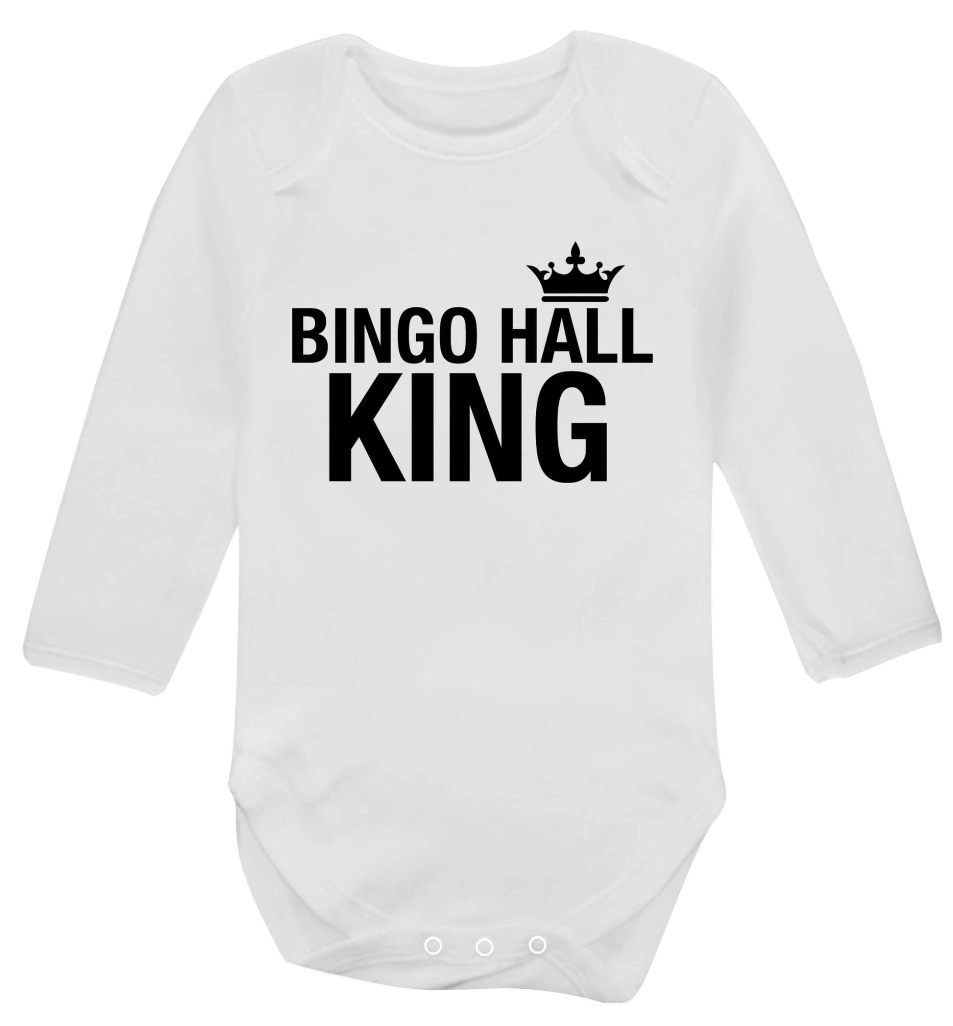 Bingo hall king Baby Vest long sleeved white 6-12 months