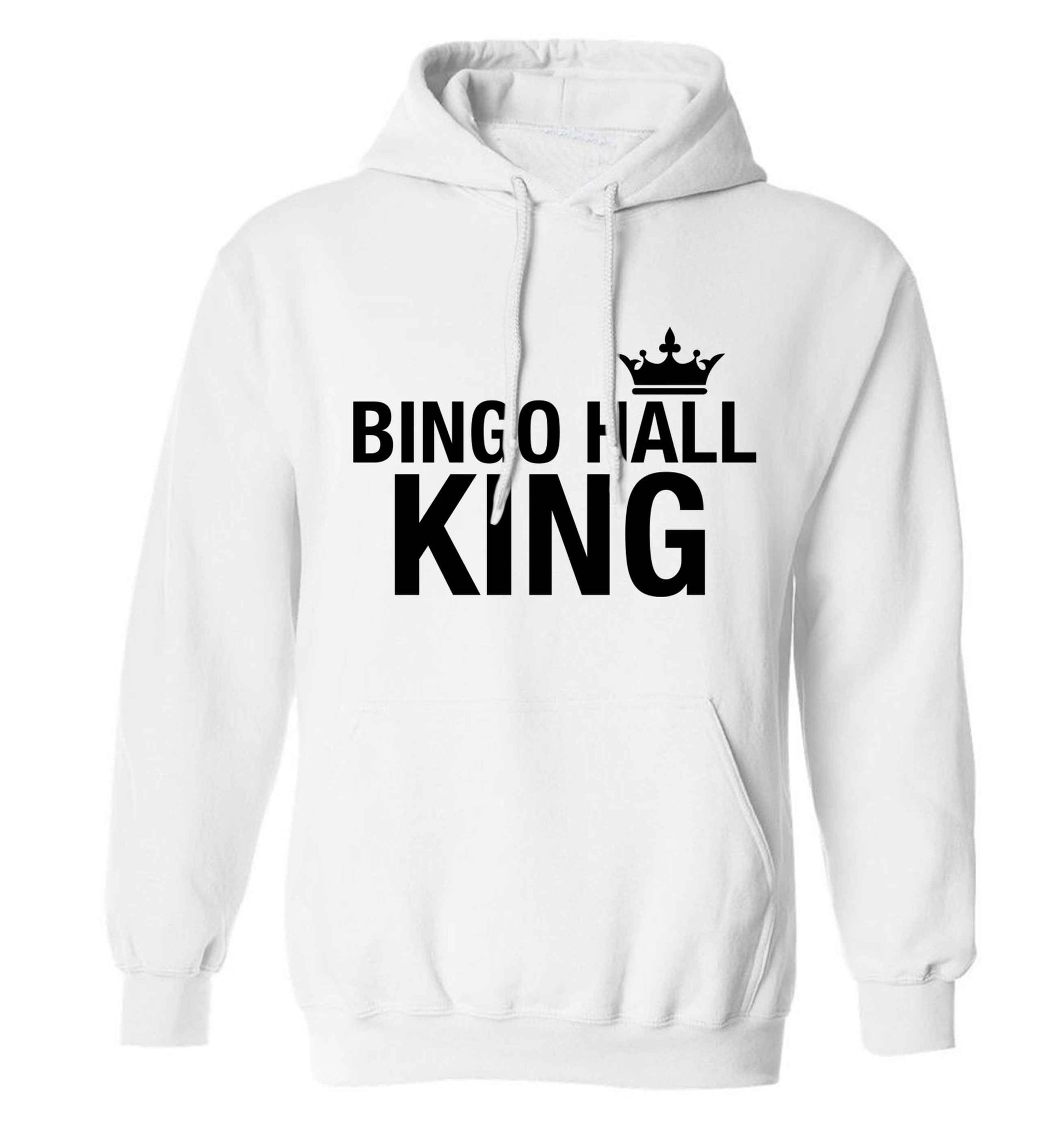 Bingo hall king adults unisex white hoodie 2XL