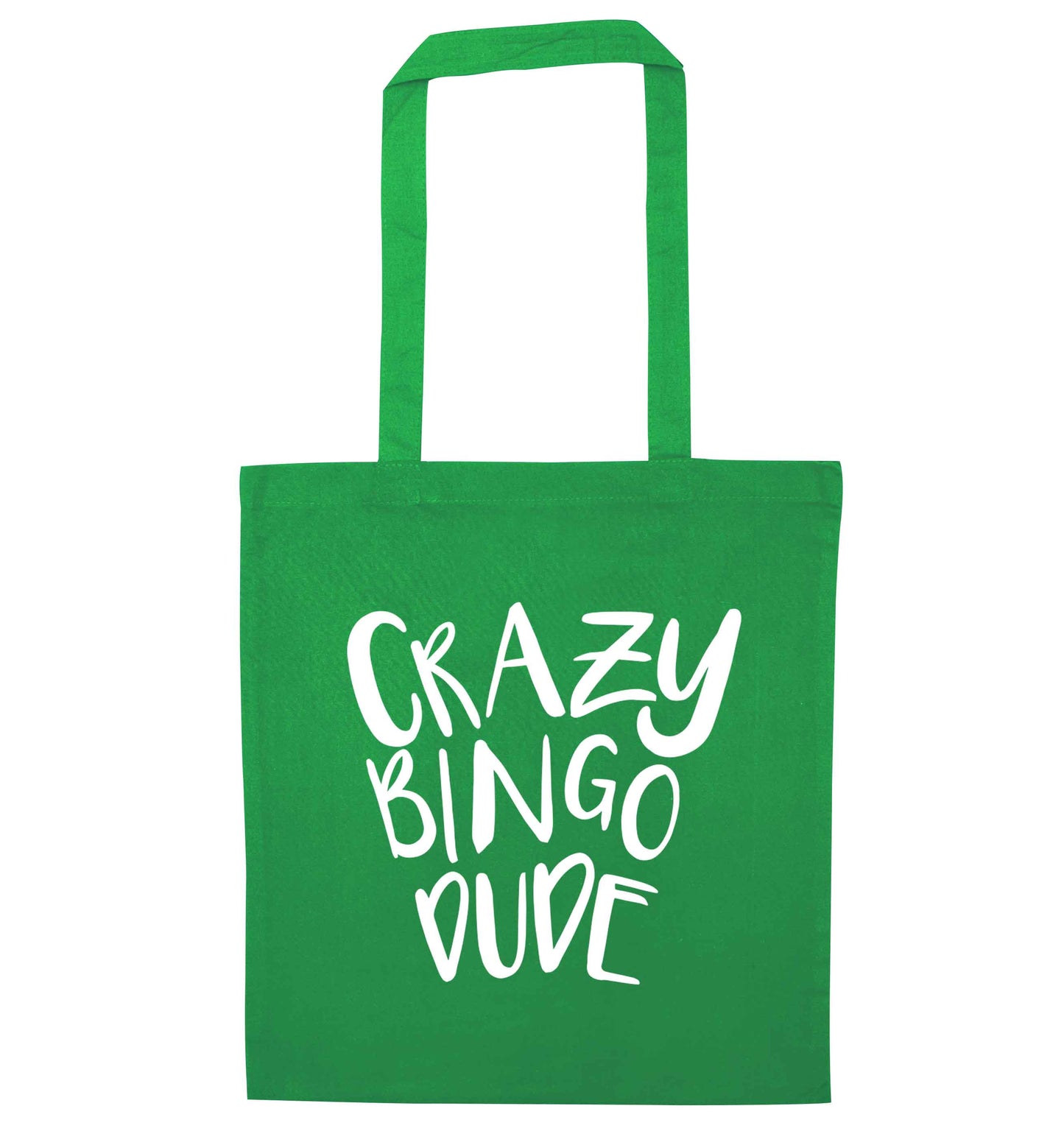 Crazy bingo dude green tote bag