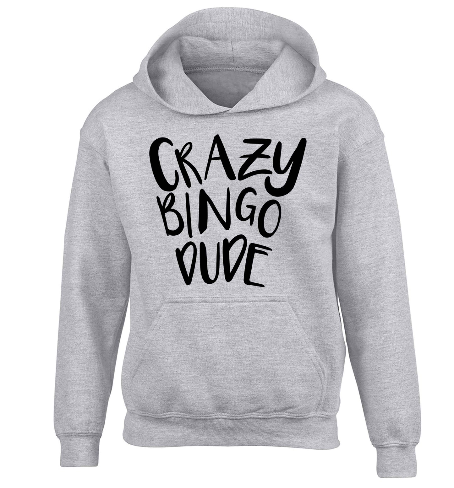 Crazy bingo dude children's grey hoodie 12-13 Years