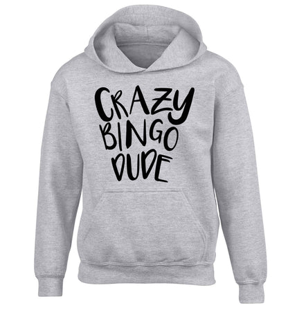 Crazy bingo dude children's grey hoodie 12-13 Years
