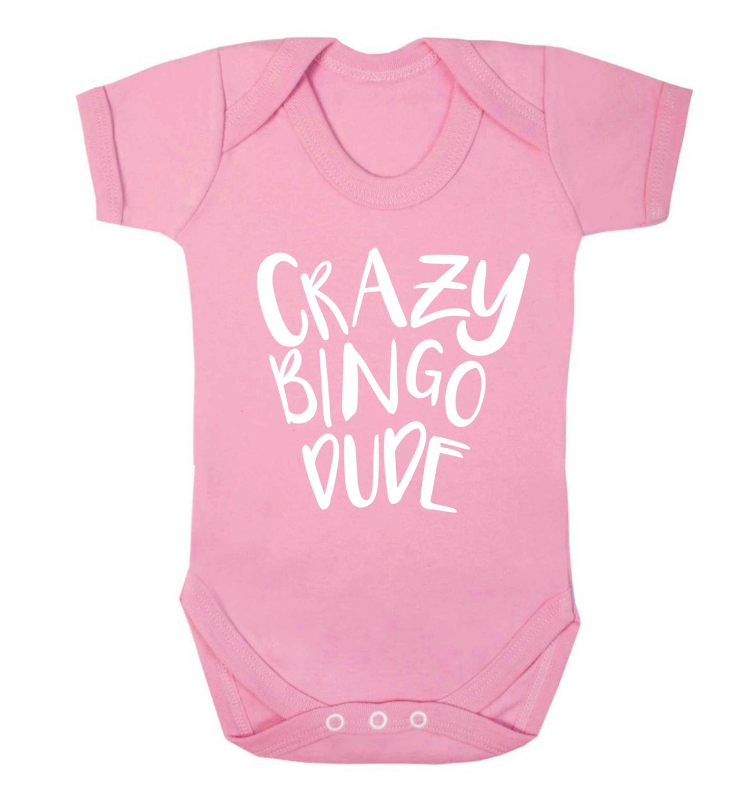 Crazy bingo dude Baby Vest pale pink 18-24 months