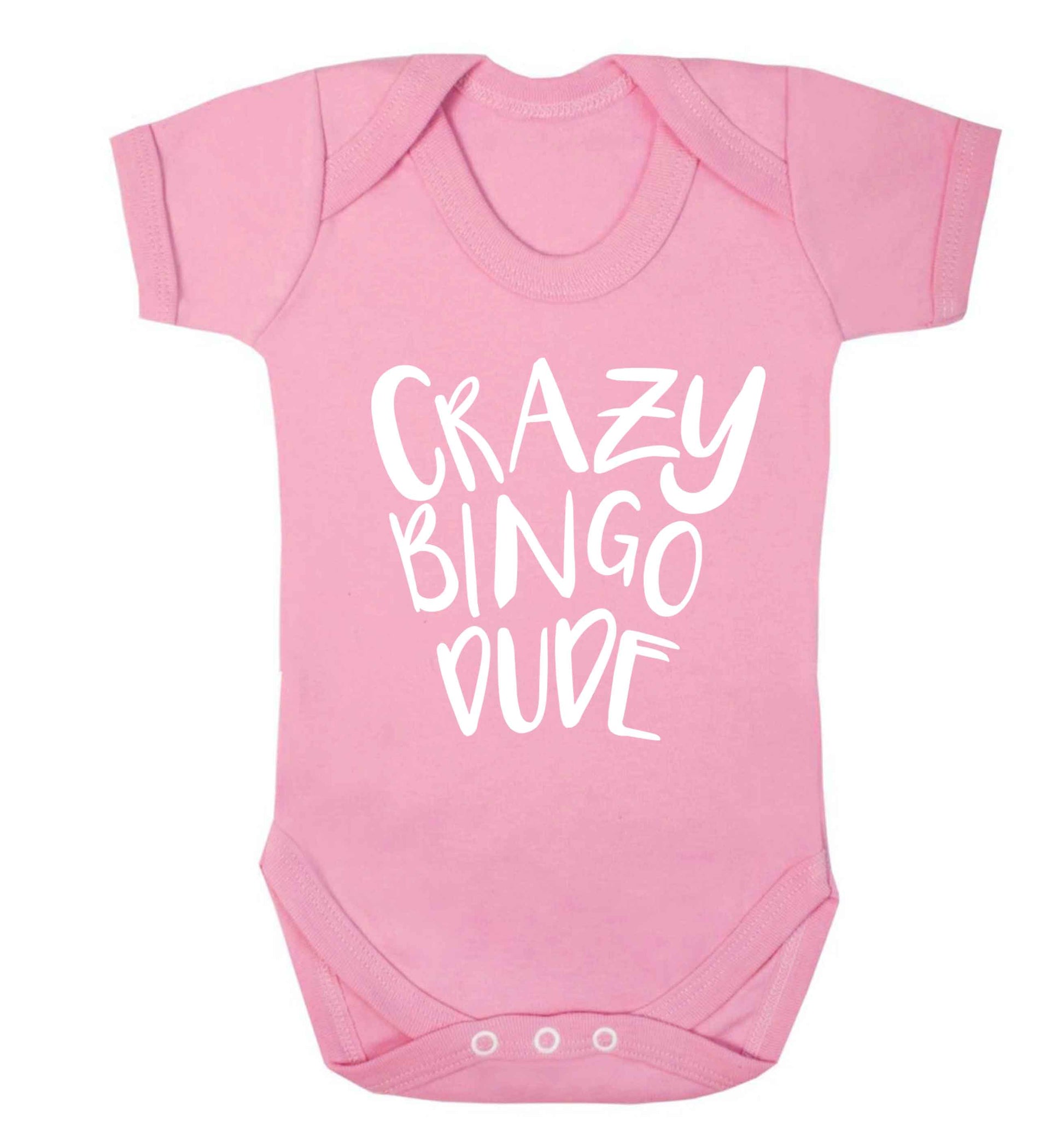 Crazy bingo dude Baby Vest pale pink 18-24 months