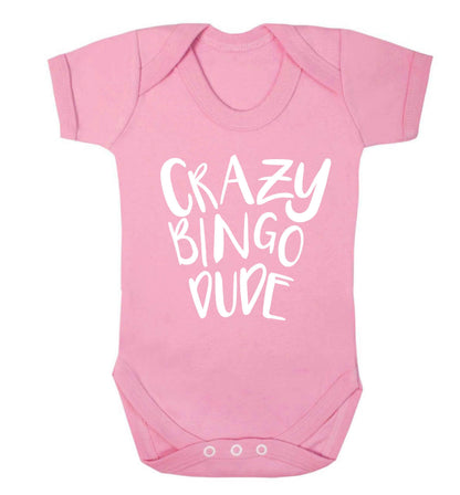 Crazy bingo dude Baby Vest pale pink 18-24 months