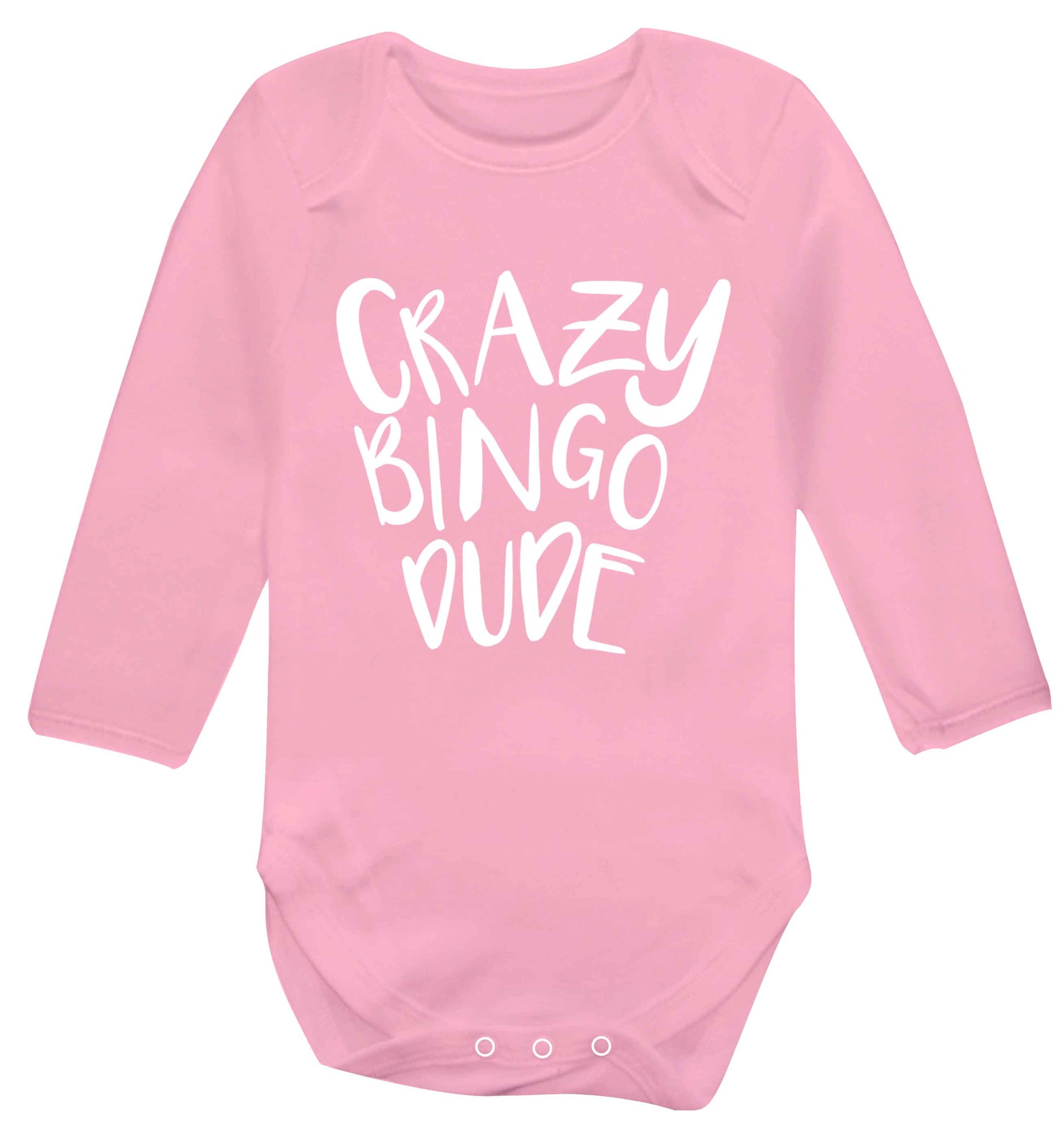 Crazy bingo dude Baby Vest long sleeved pale pink 6-12 months