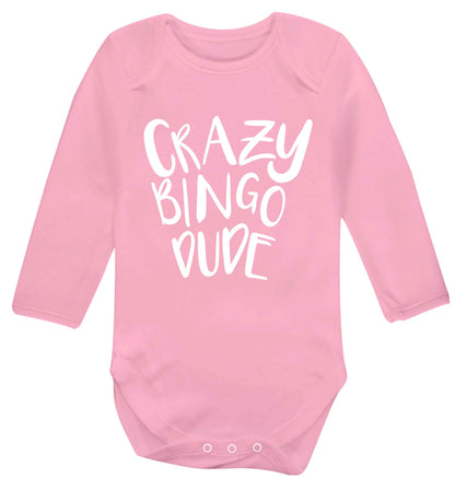 Crazy bingo dude Baby Vest long sleeved pale pink 6-12 months