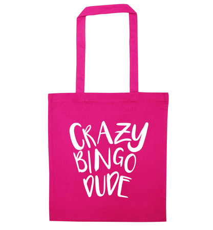 Crazy bingo dude pink tote bag