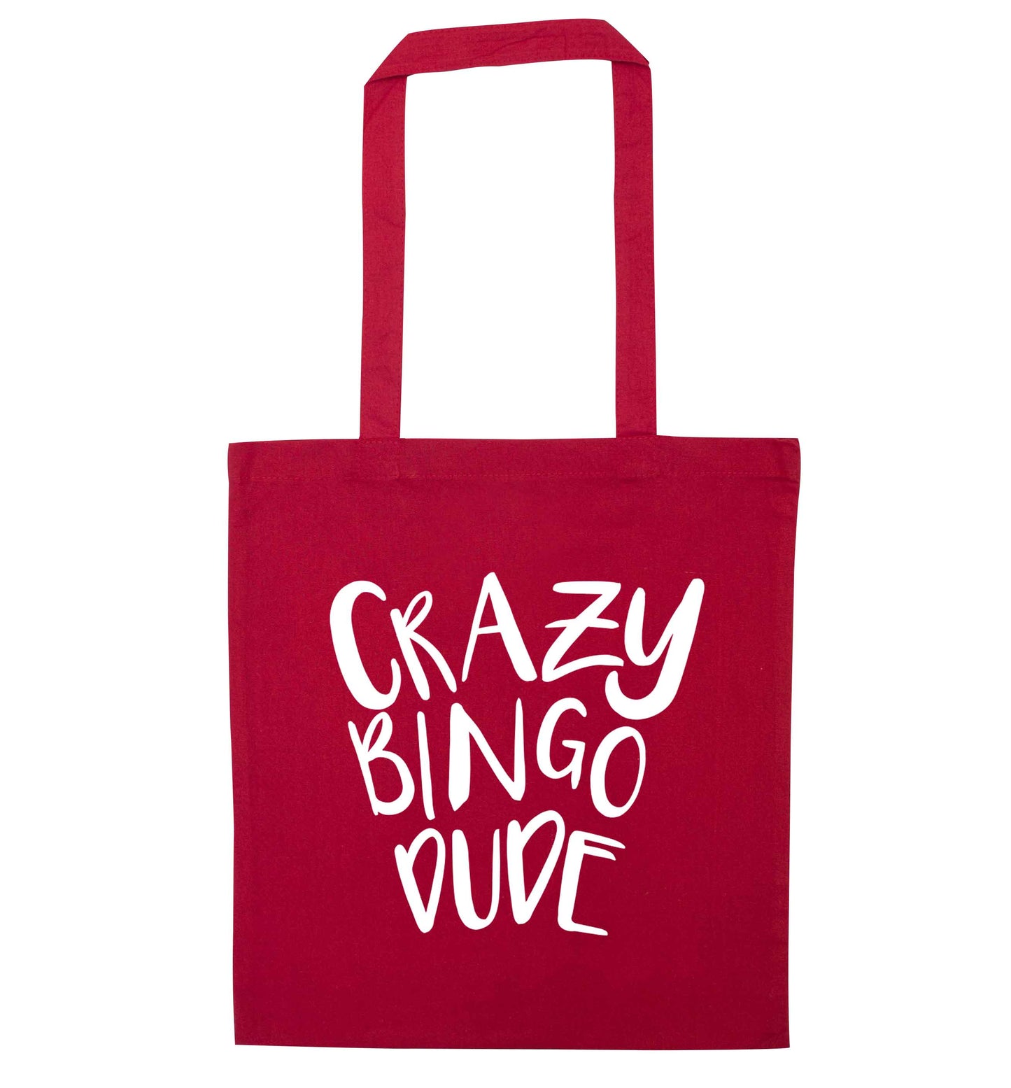 Crazy bingo dude red tote bag