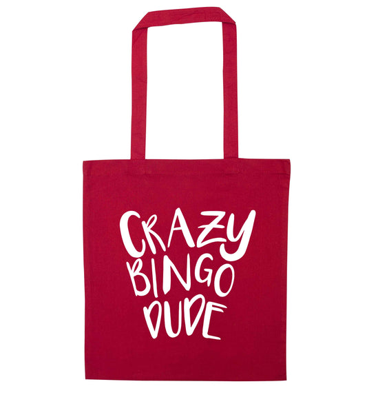 Crazy bingo dude red tote bag