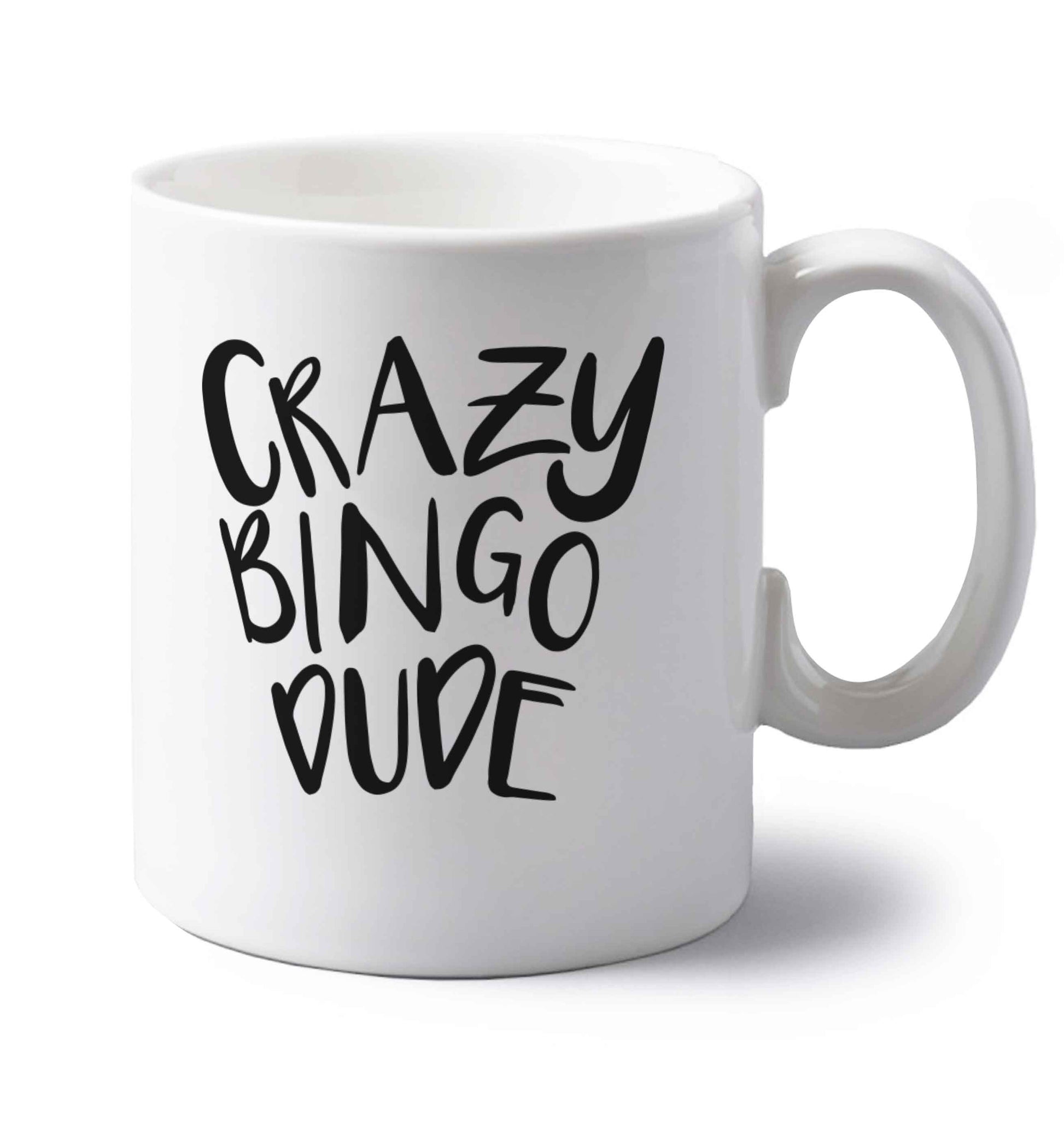 Crazy bingo dude left handed white ceramic mug 