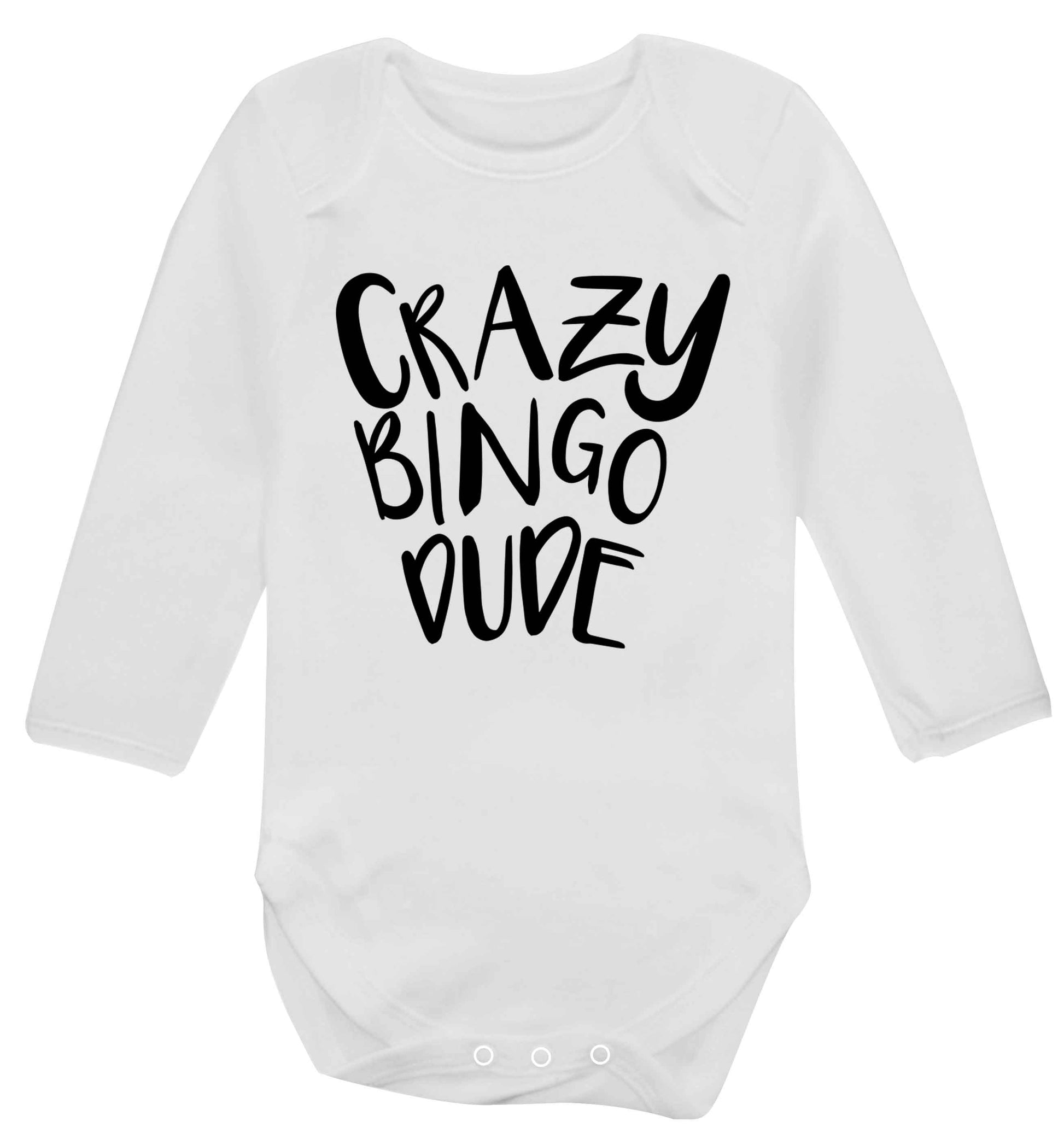 Crazy bingo dude Baby Vest long sleeved white 6-12 months