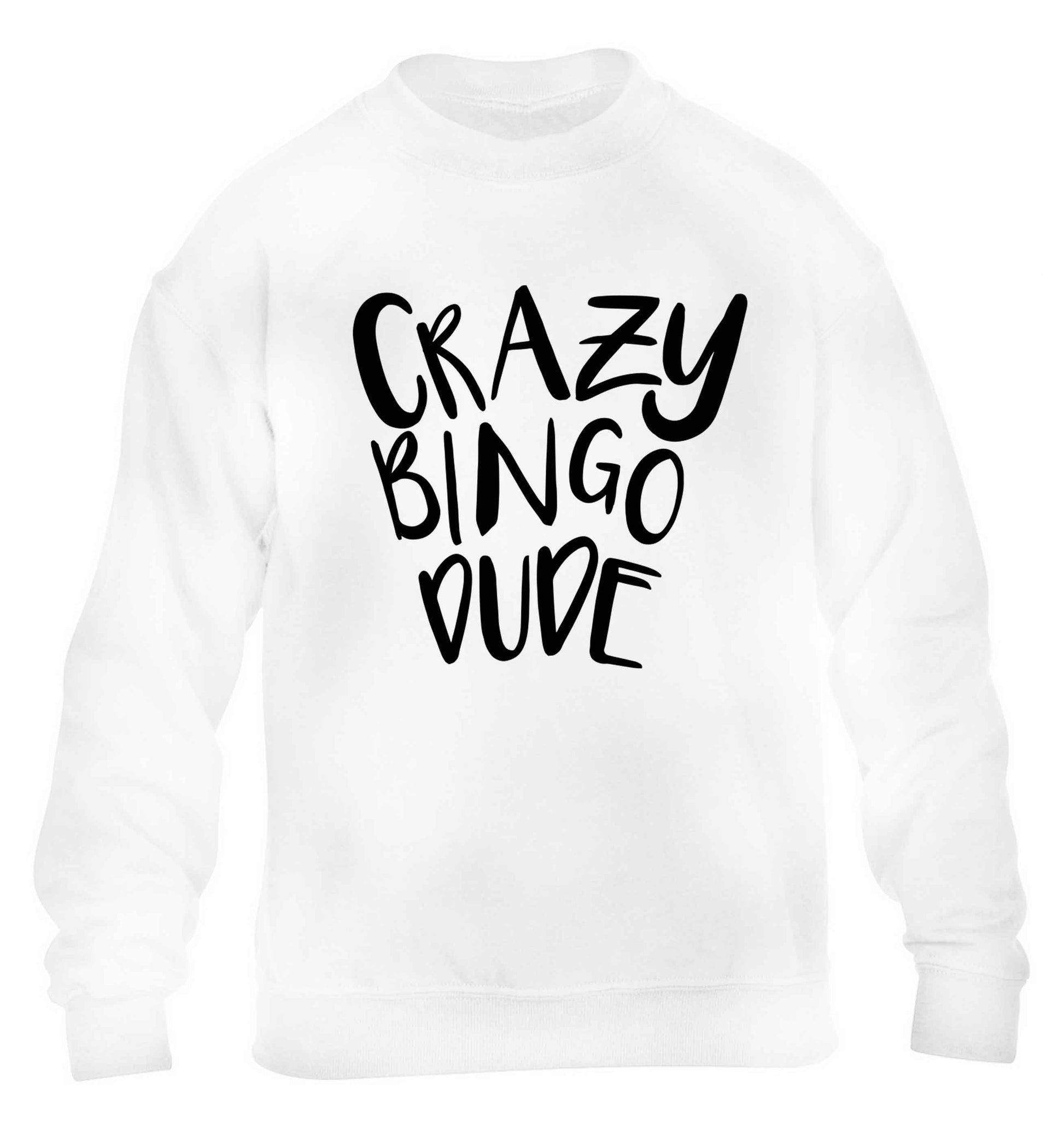 Crazy bingo dude children's white sweater 12-13 Years