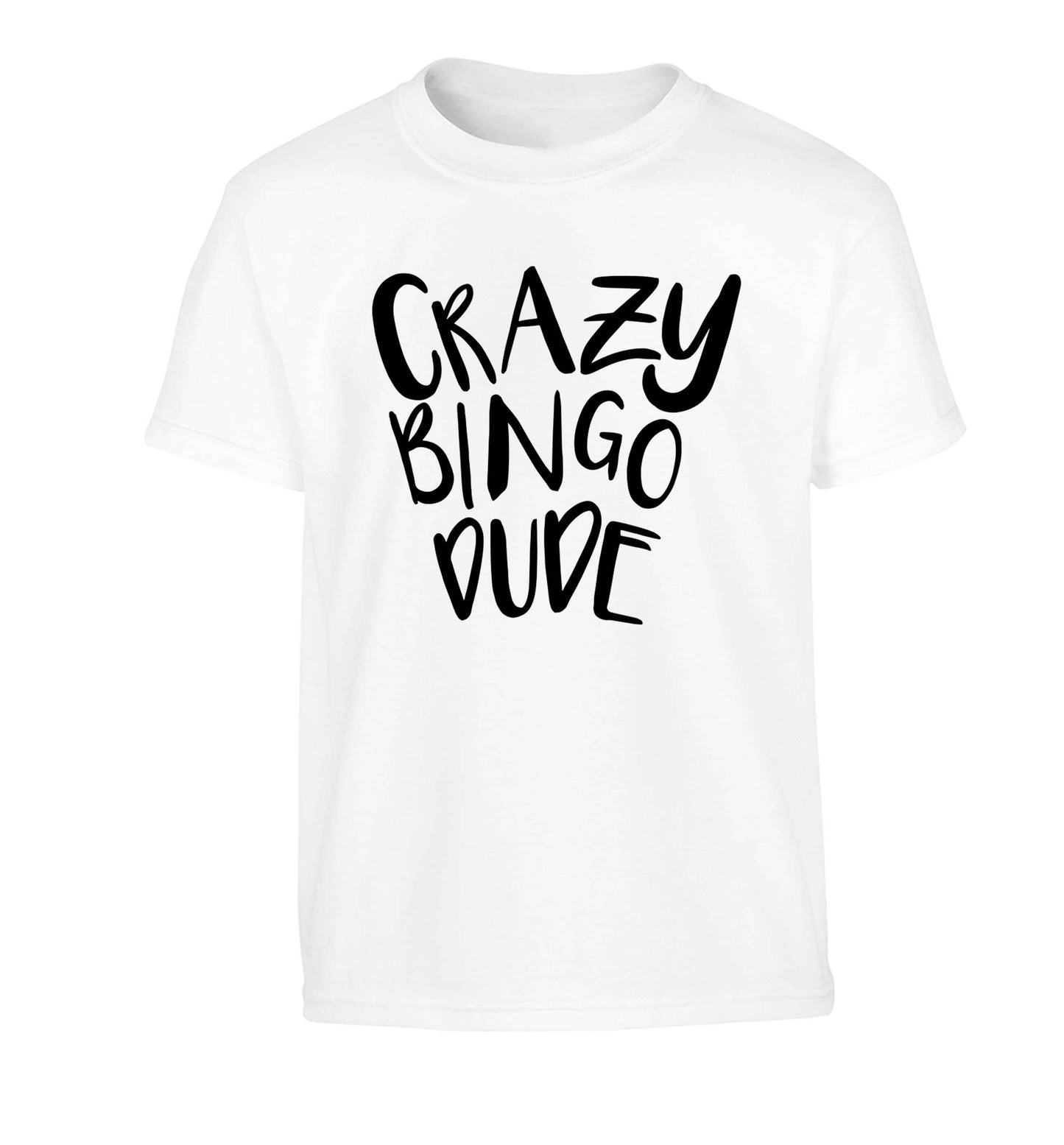Crazy bingo dude Children's white Tshirt 12-13 Years