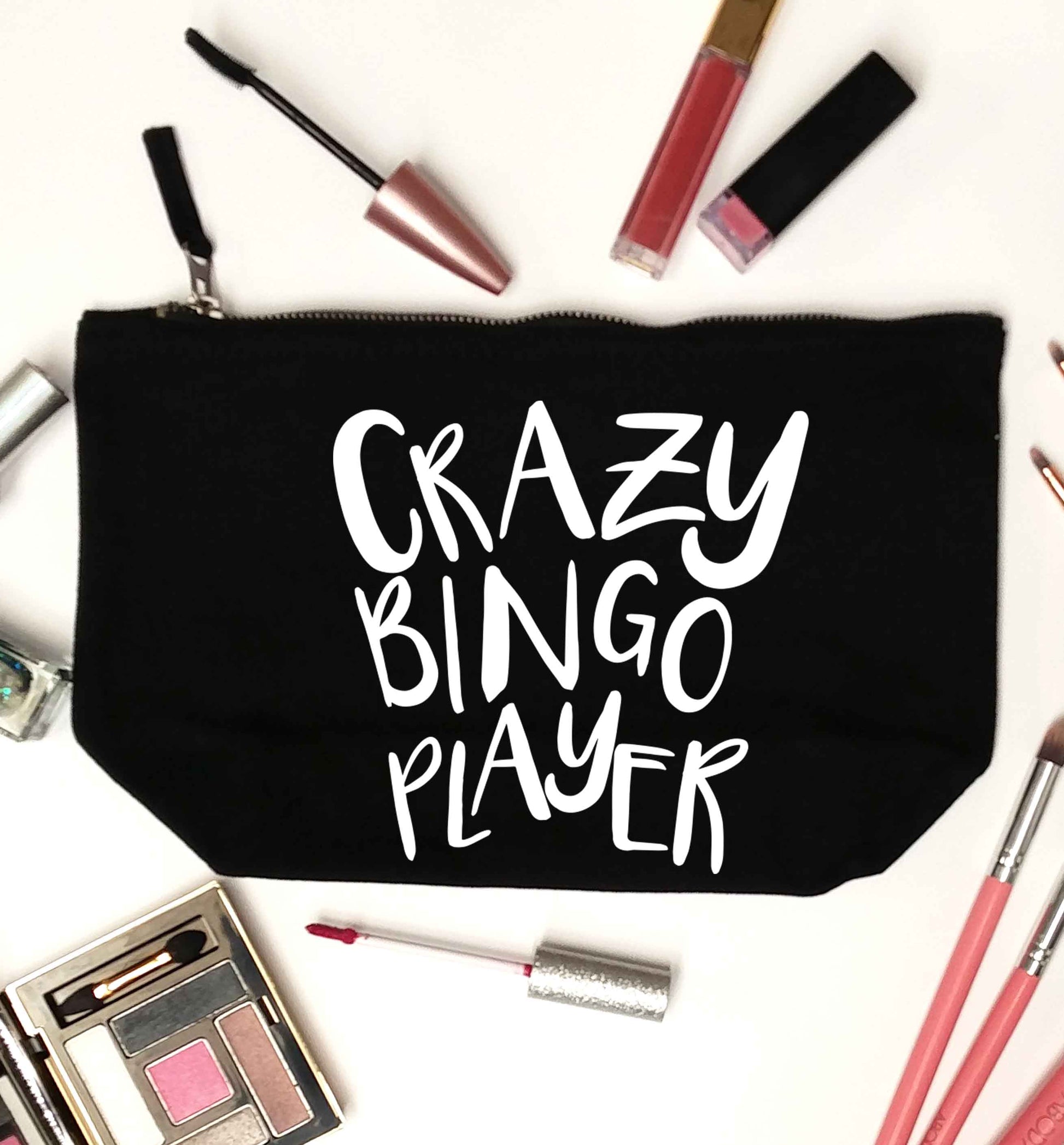 Crazy bingo player black makeup bag