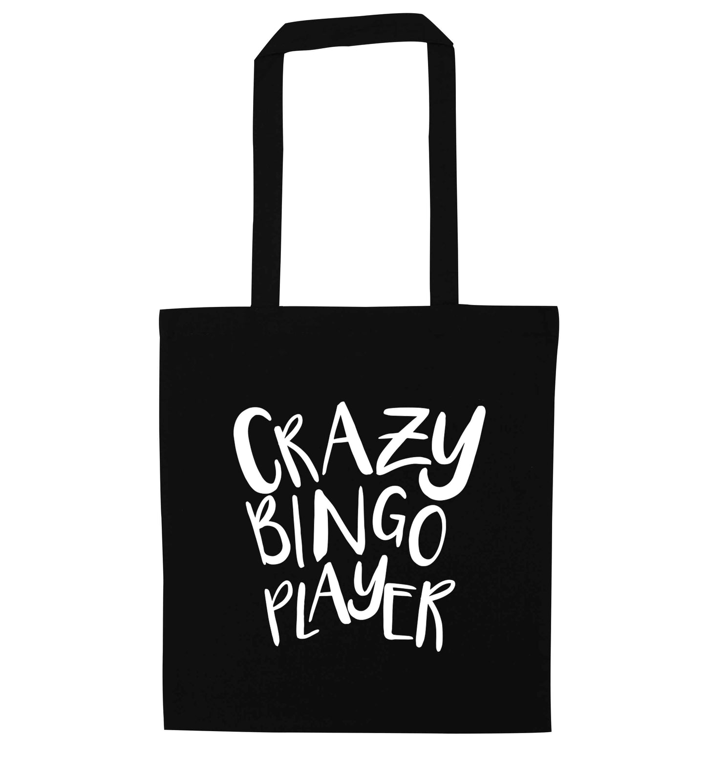 Crazy bingo player black tote bag