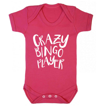 Crazy bingo player Baby Vest dark pink 18-24 months