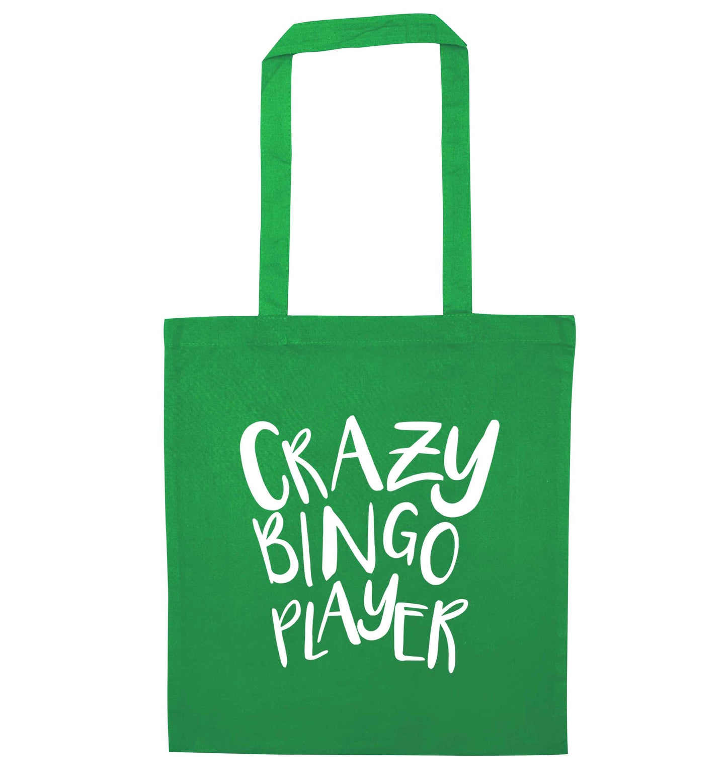Crazy bingo player green tote bag