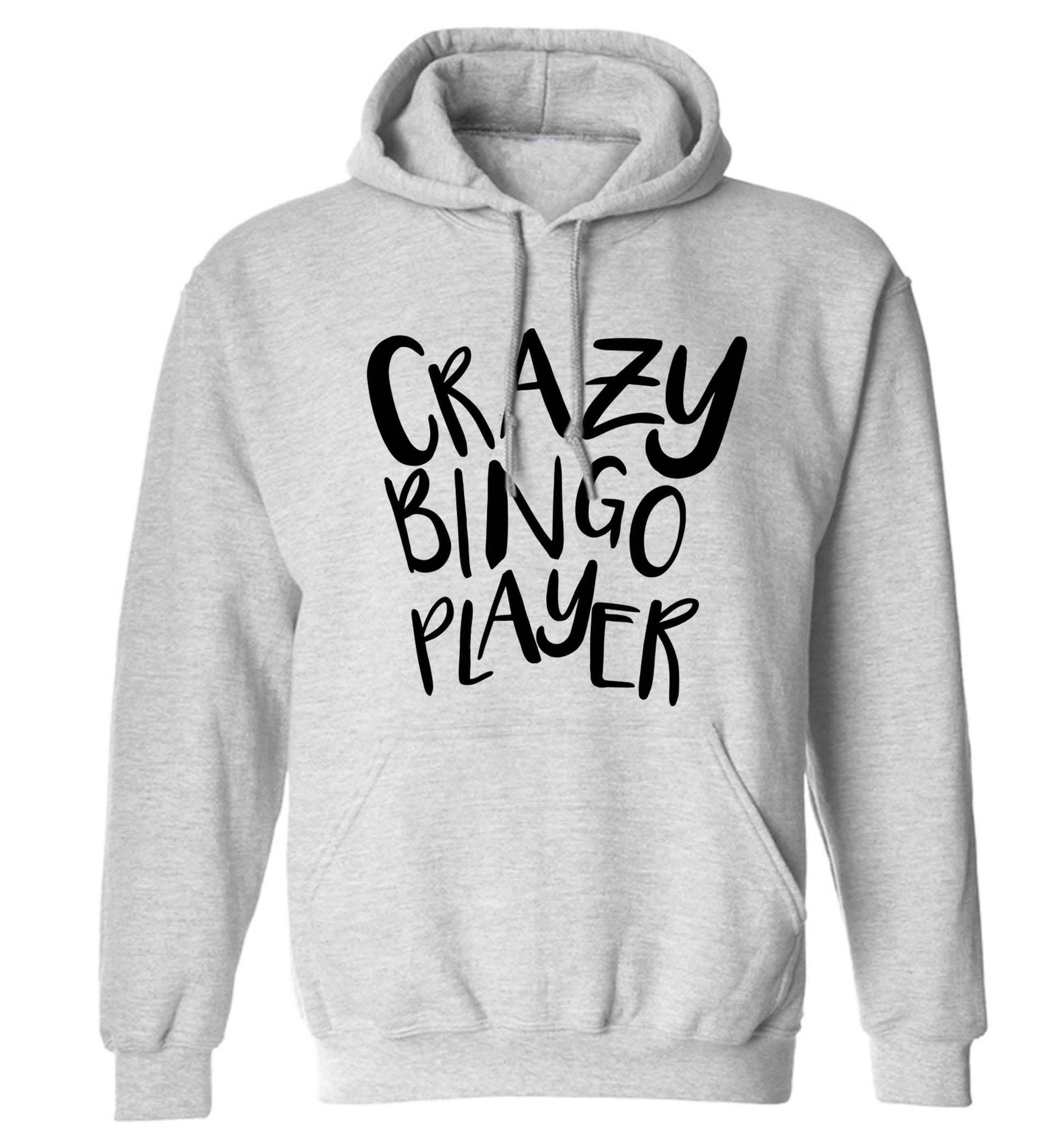 Crazy bingo player adults unisex grey hoodie 2XL