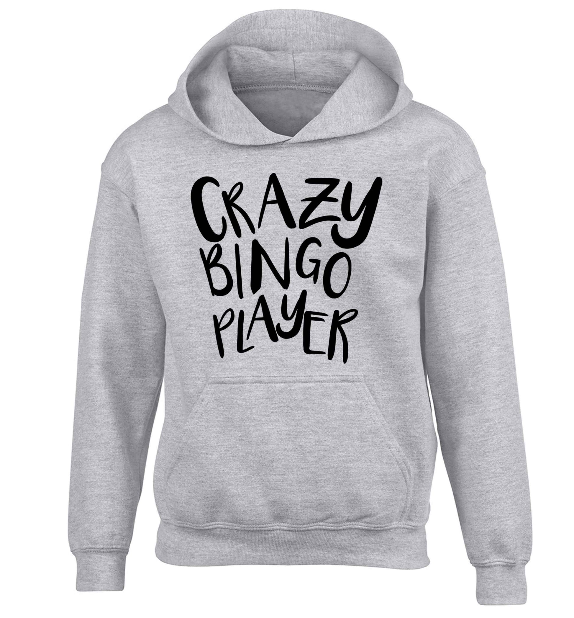 Crazy bingo player children's grey hoodie 12-13 Years