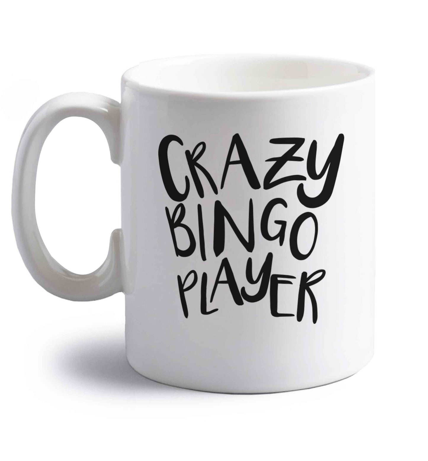 Crazy bingo player right handed white ceramic mug 