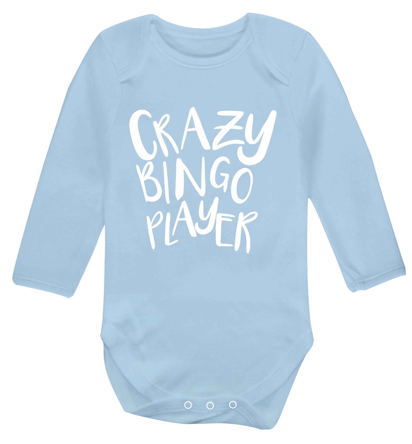 Crazy bingo player Baby Vest long sleeved pale blue 6-12 months