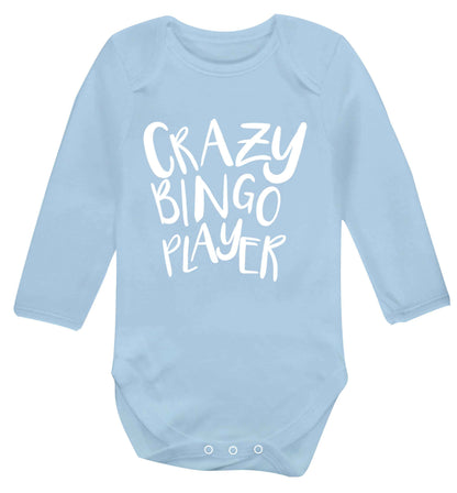 Crazy bingo player Baby Vest long sleeved pale blue 6-12 months