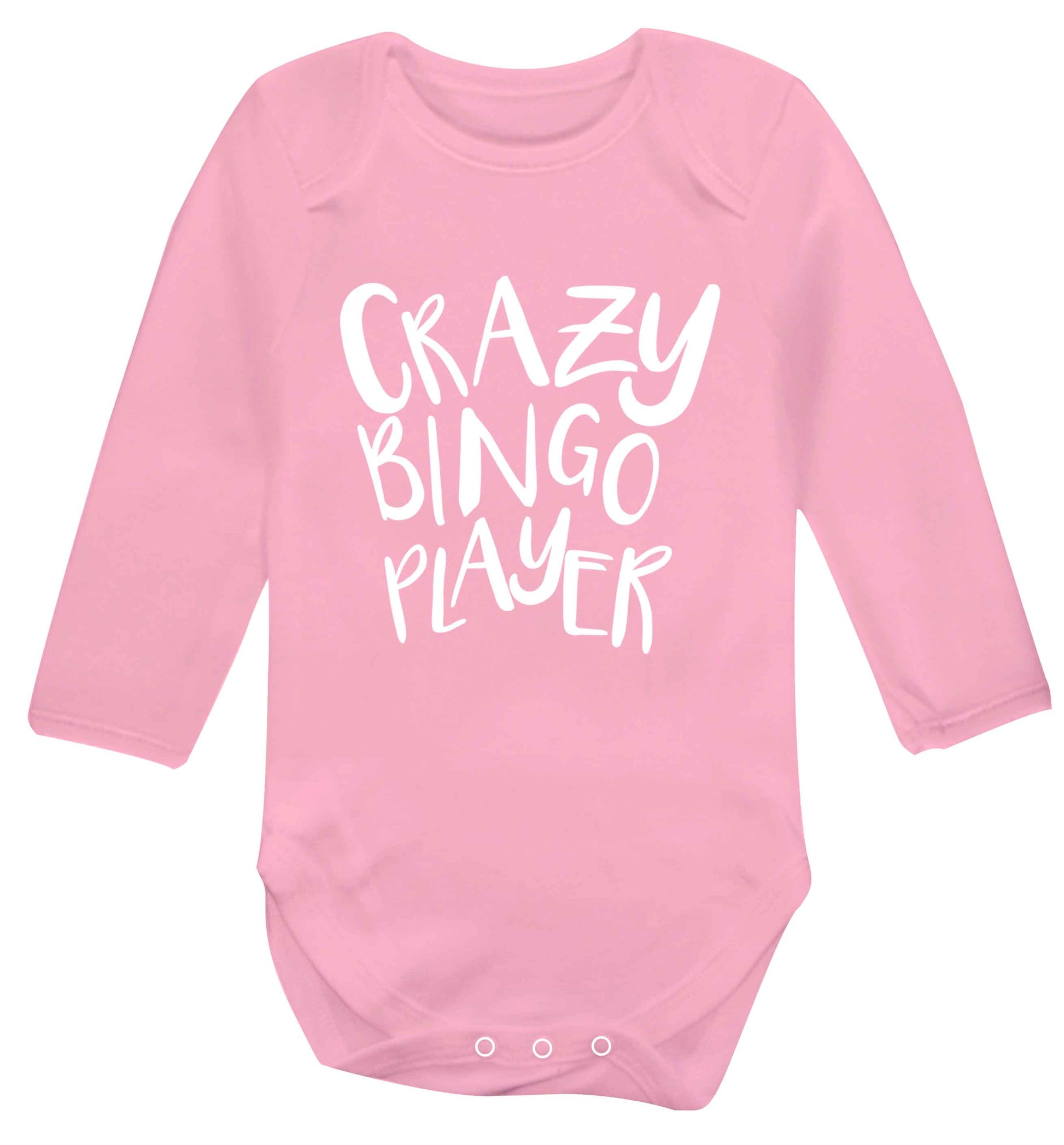 Crazy bingo player Baby Vest long sleeved pale pink 6-12 months