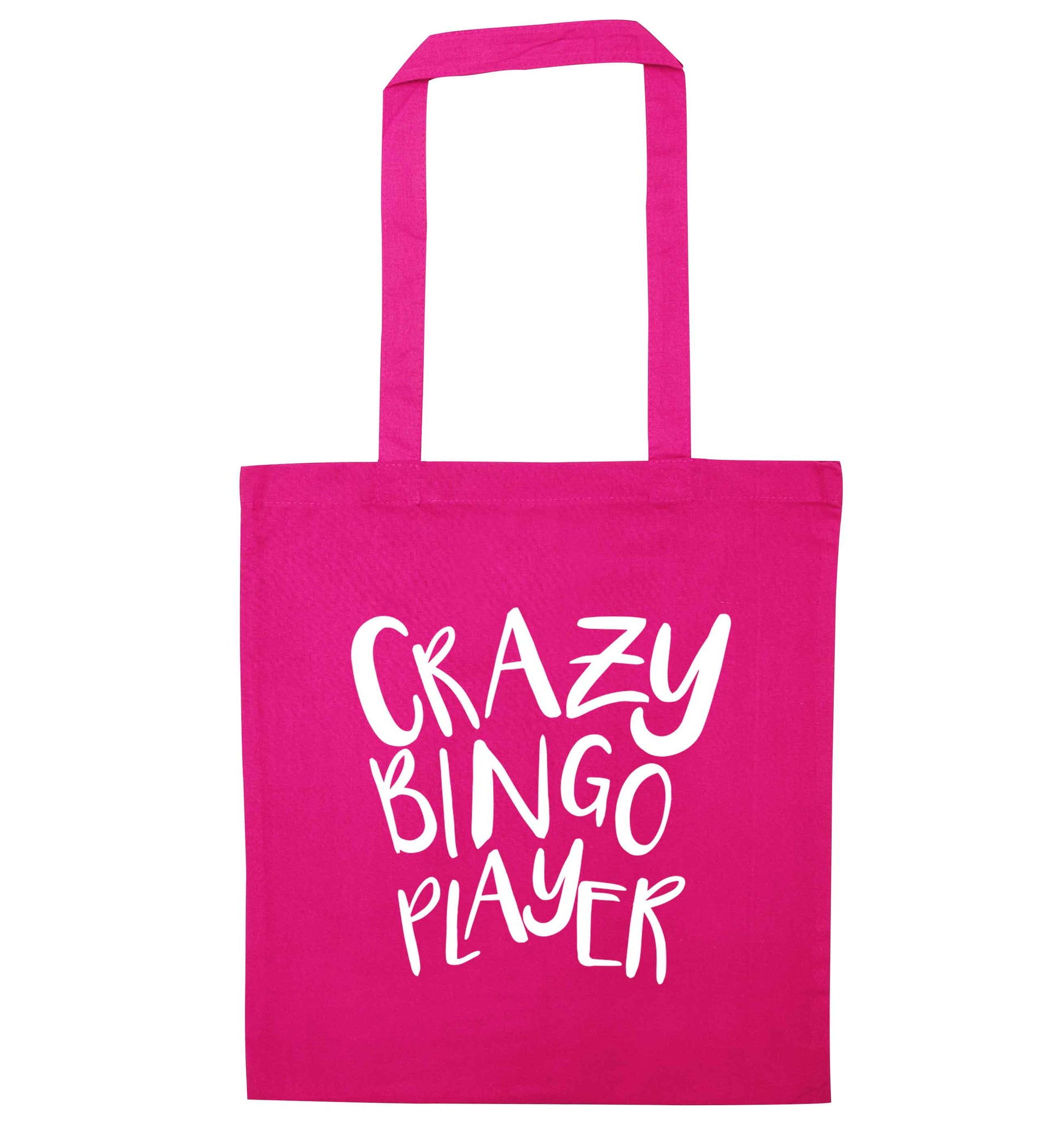 Crazy bingo player pink tote bag
