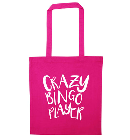 Crazy bingo player pink tote bag