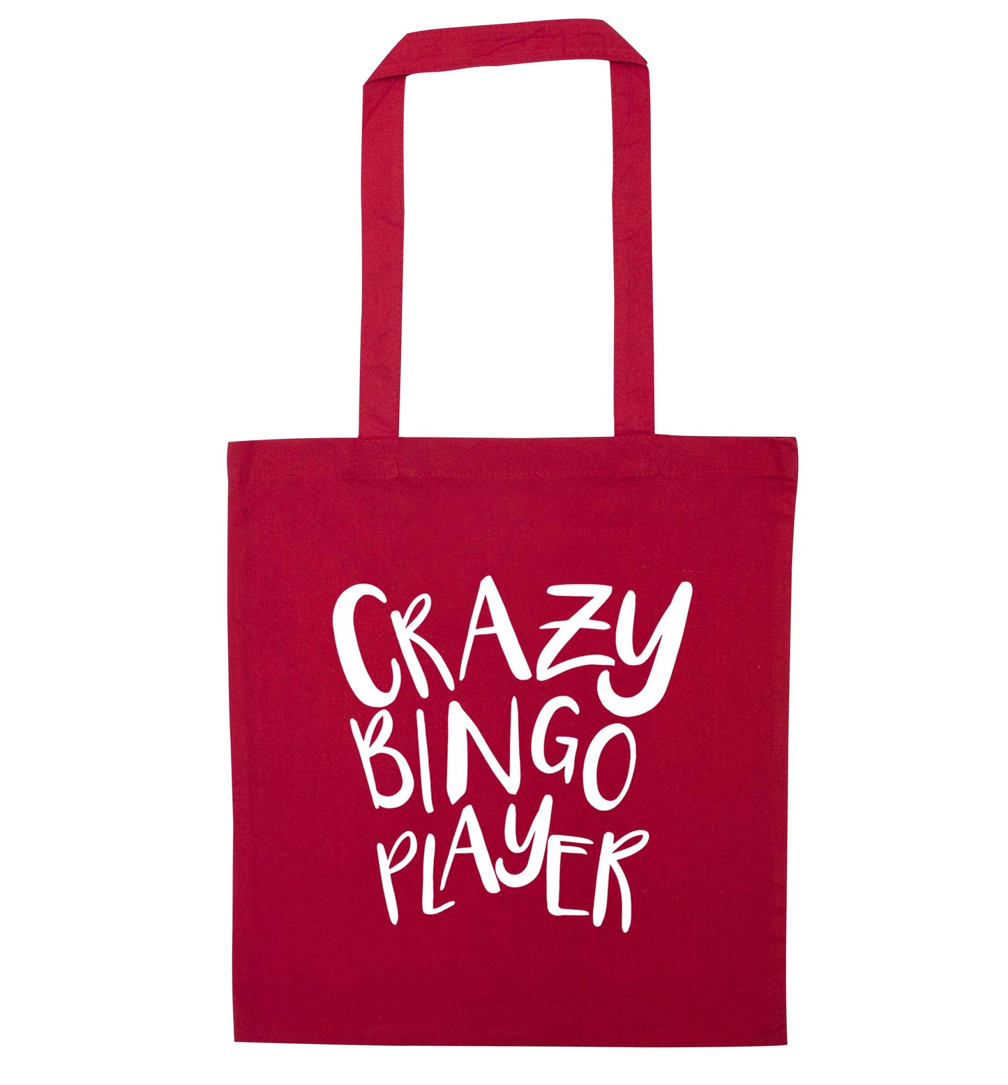 Crazy bingo player red tote bag