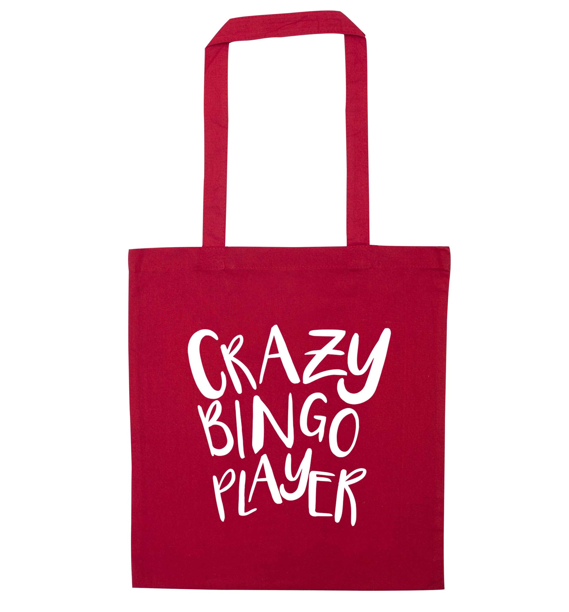 Crazy bingo player red tote bag