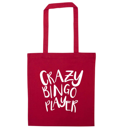 Crazy bingo player red tote bag