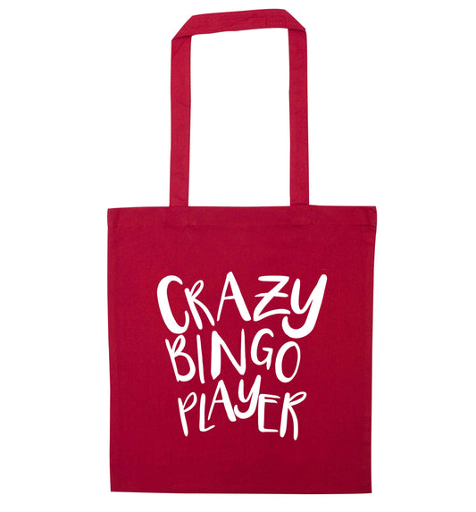 Crazy bingo player red tote bag