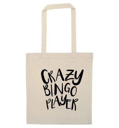 Crazy bingo player natural tote bag