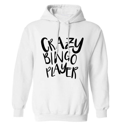 Crazy bingo player adults unisex white hoodie 2XL