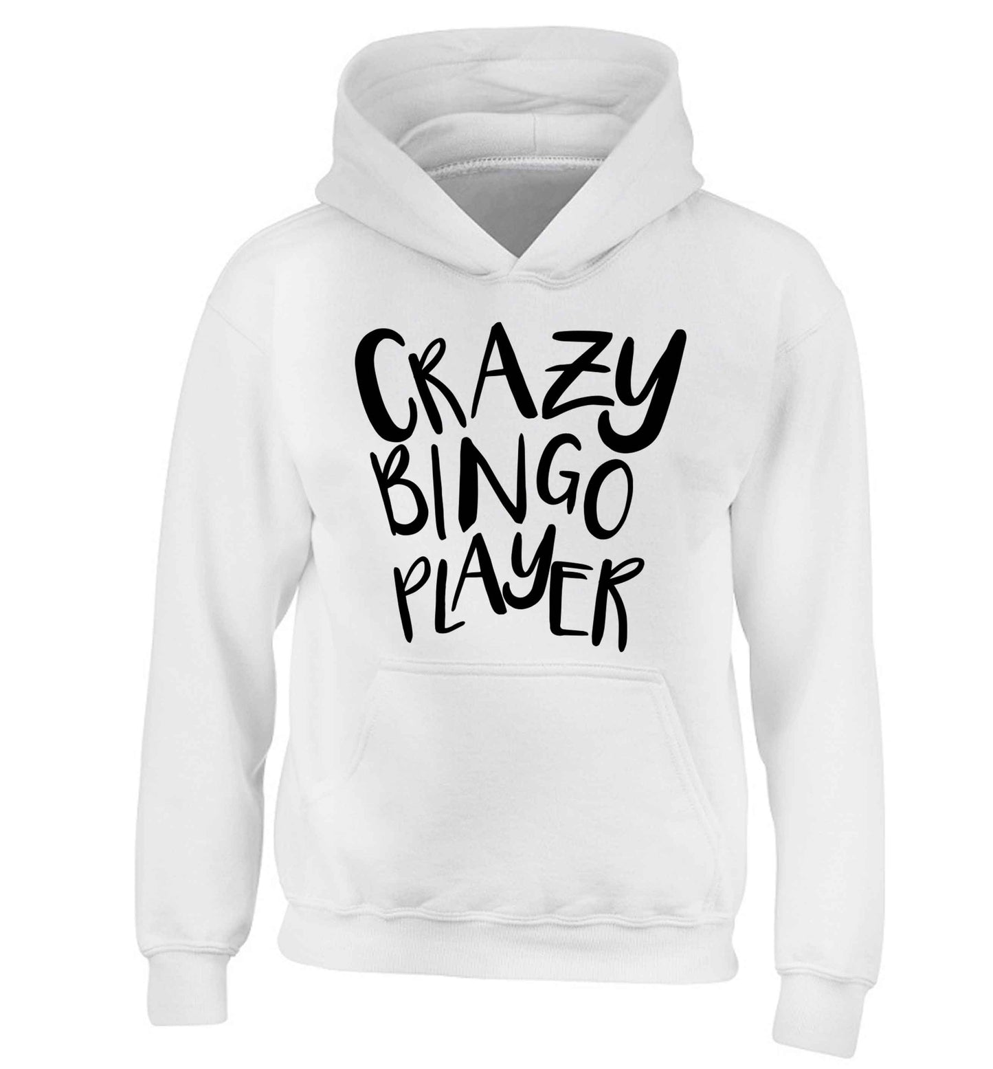 Crazy bingo player children's white hoodie 12-13 Years
