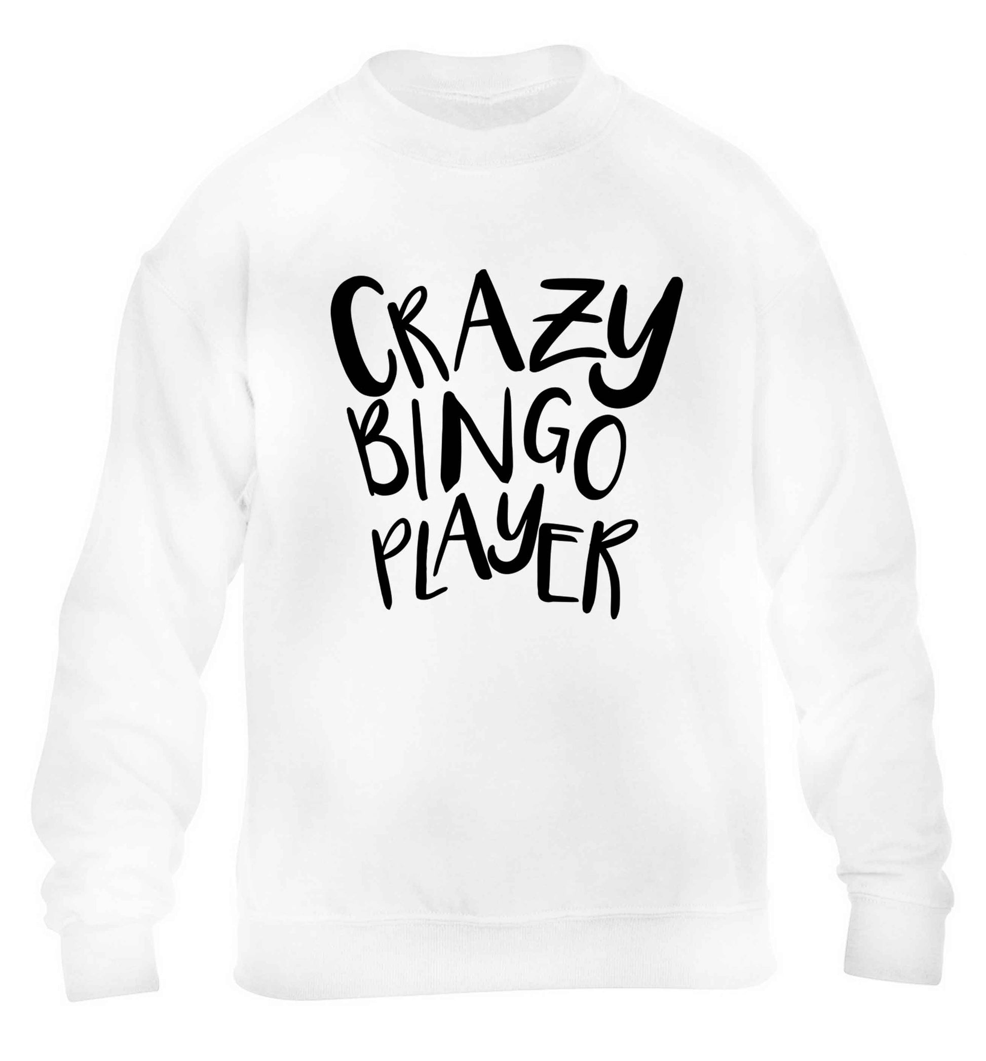 Crazy bingo player children's white sweater 12-13 Years