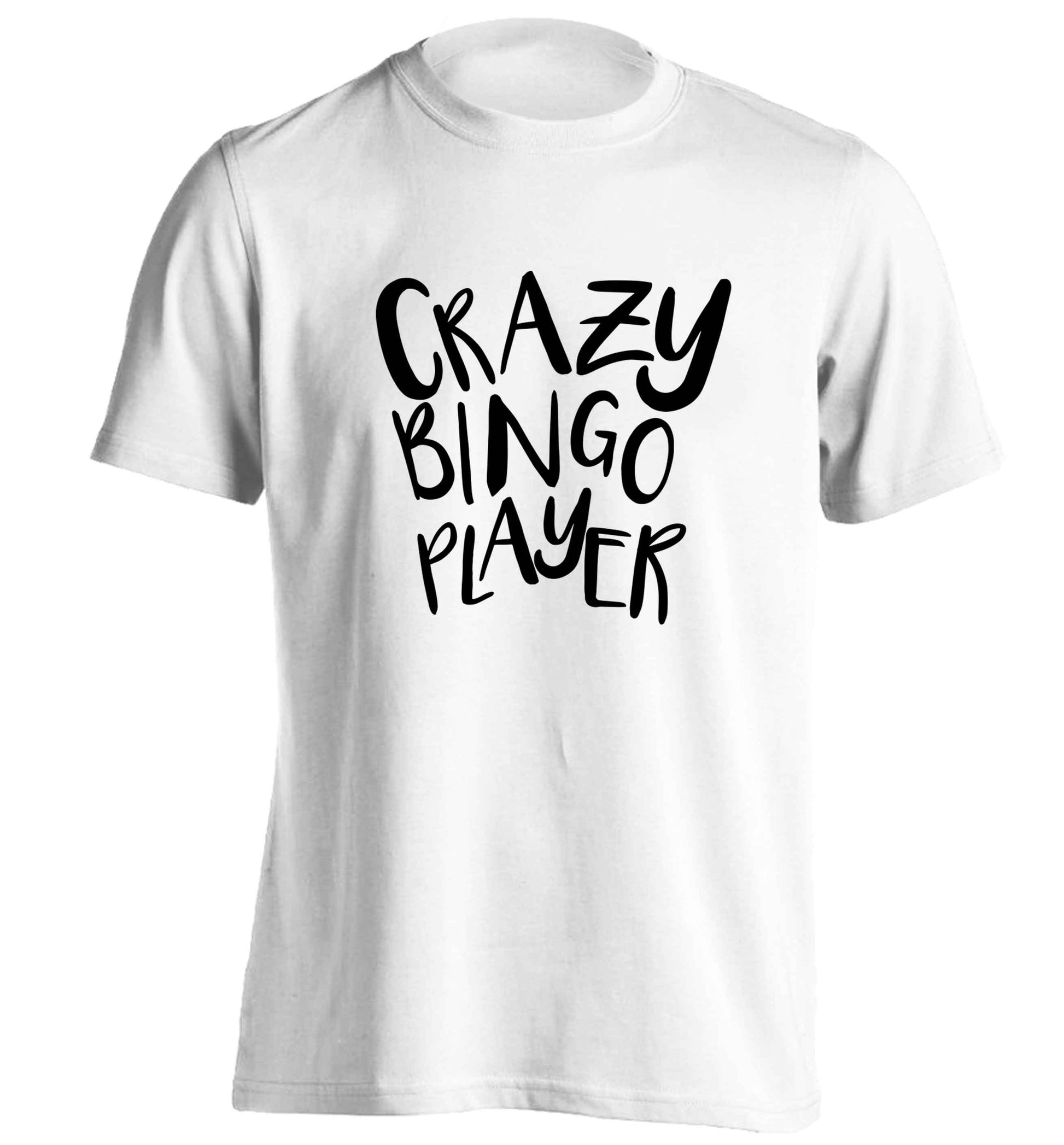 Crazy bingo player adults unisex white Tshirt 2XL