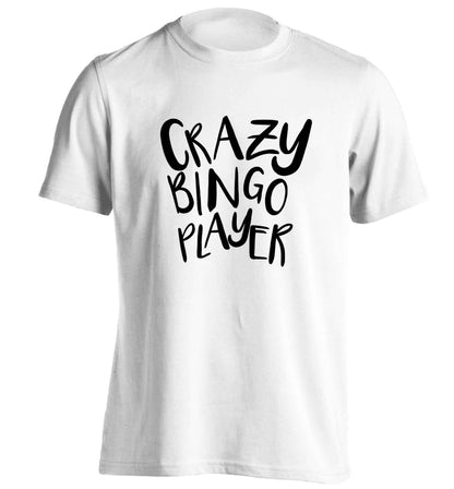 Crazy bingo player adults unisex white Tshirt 2XL