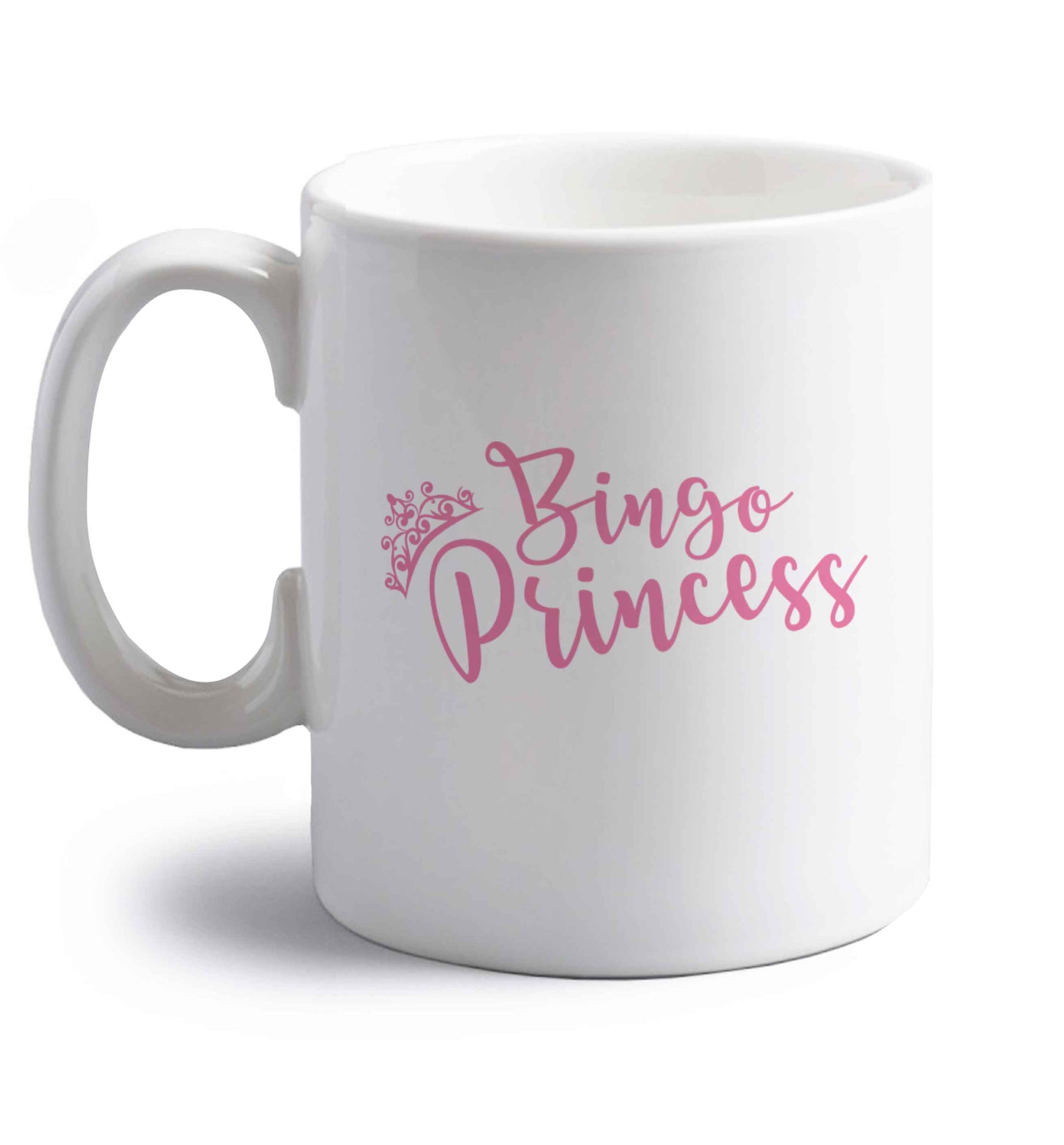 Bingo princess right handed white ceramic mug 