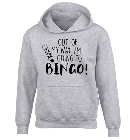 Out of my way I'm going to bingo children's grey hoodie 12-13 Years