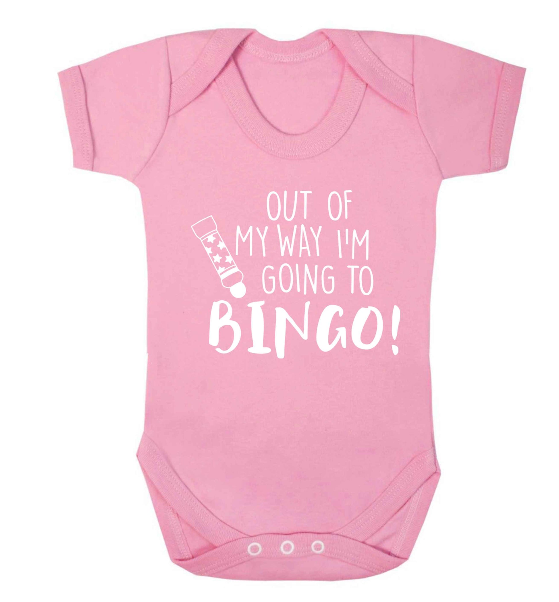 Out of my way I'm going to bingo Baby Vest pale pink 18-24 months