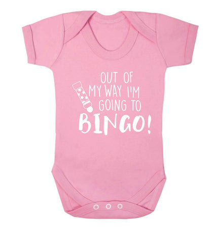 Out of my way I'm going to bingo Baby Vest pale pink 18-24 months