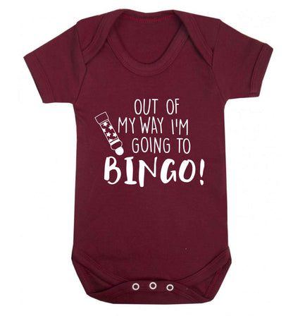 Out of my way I'm going to bingo Baby Vest maroon 18-24 months
