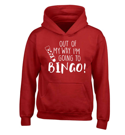 Out of my way I'm going to bingo children's red hoodie 12-13 Years