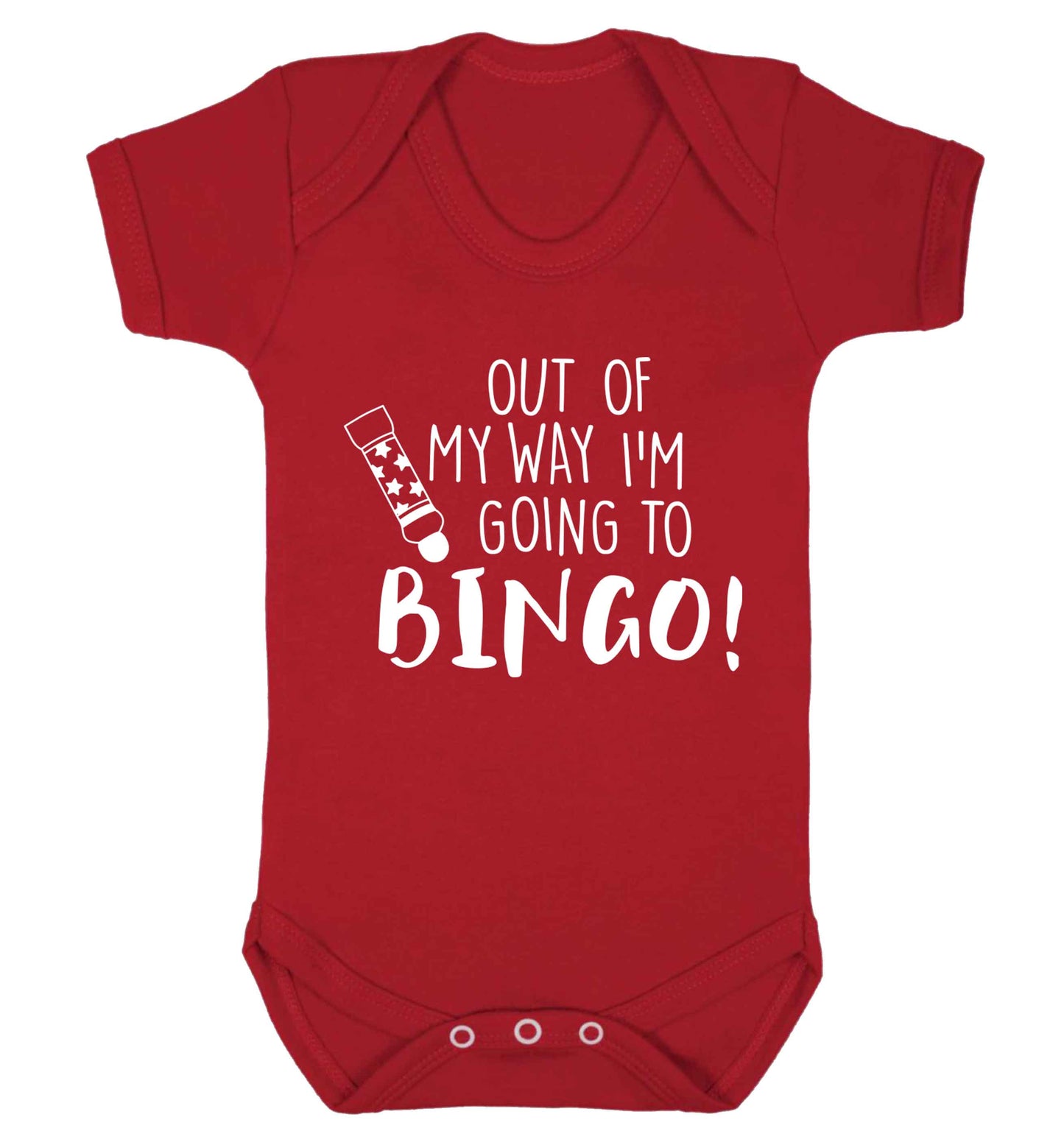 Out of my way I'm going to bingo Baby Vest red 18-24 months