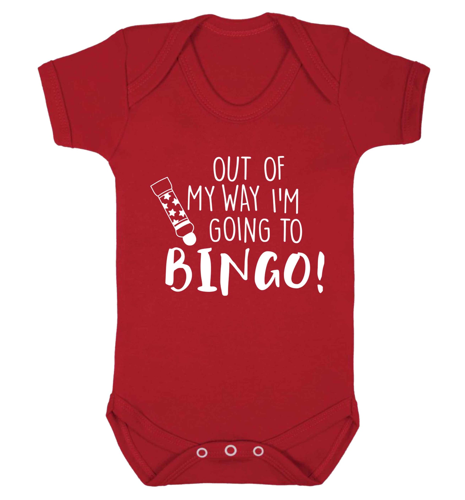 Out of my way I'm going to bingo Baby Vest red 18-24 months