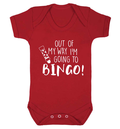 Out of my way I'm going to bingo Baby Vest red 18-24 months